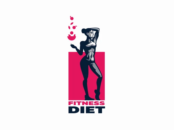 Mulher fitness emblema . — Vetor de Stock