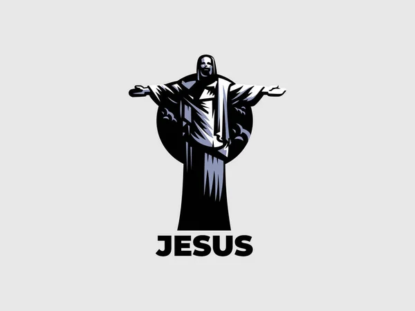 Иисус поднял руки в молитве . — стоковый вектор