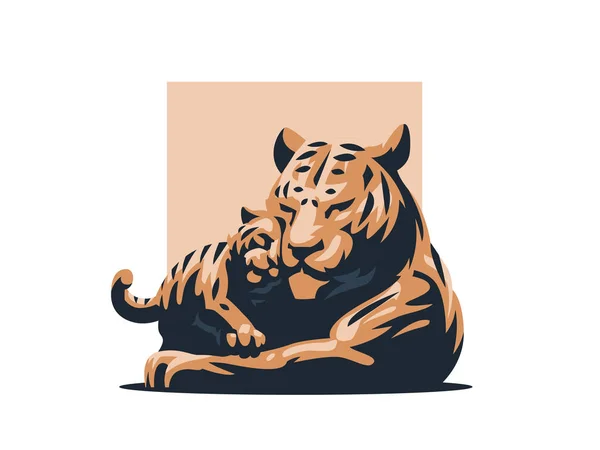 A Tigris és a tigris kölyök — Stock Vector