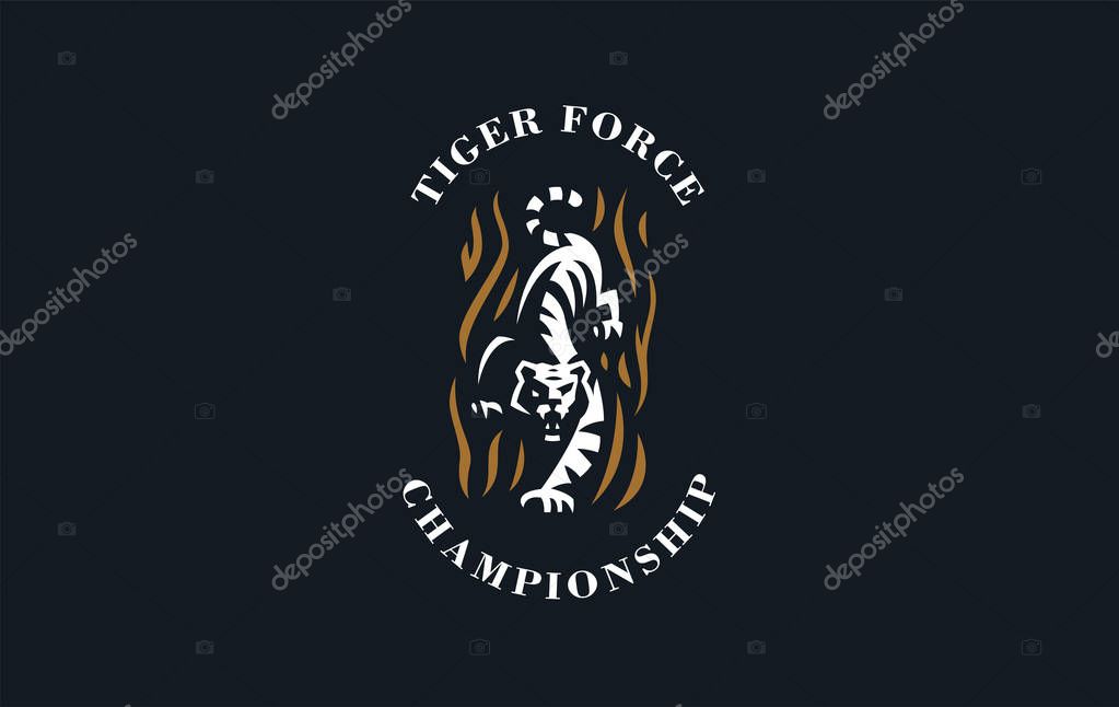 The image of a tiger in a minimalist style.  Vector illustration