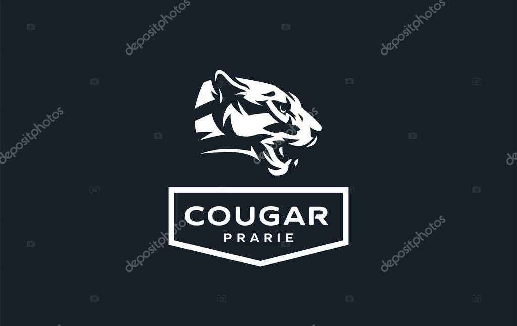 The image of a cougar or panther in a minimalist style. Vector illustration