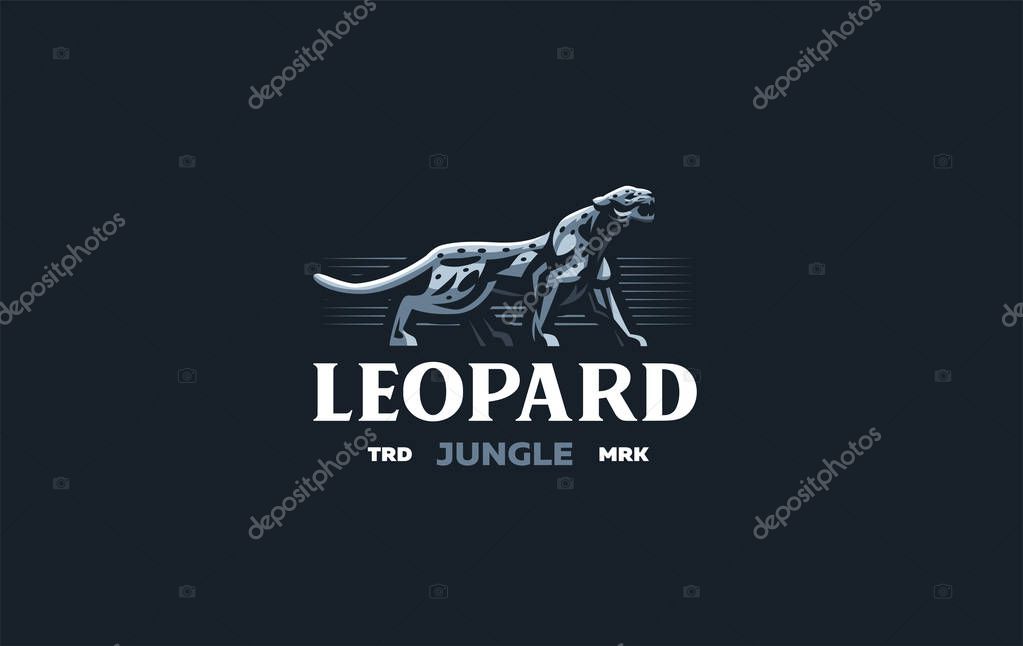 The image of a cougar or panther in a minimalist style. Vector illustration