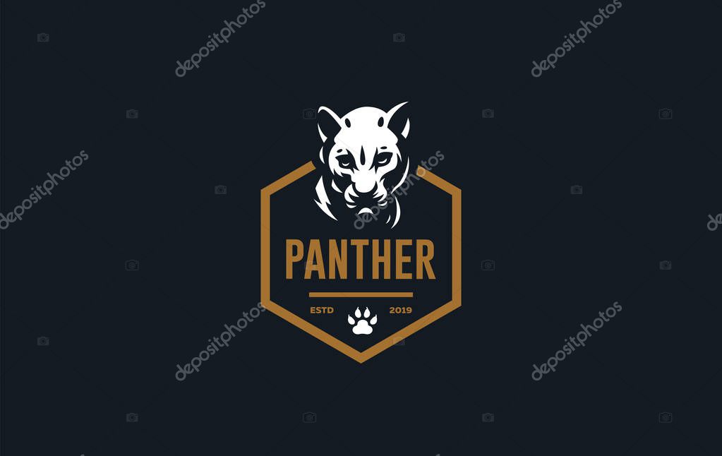 The image of a coguar or panter or leopard in a minimalist style.  Vector illustration