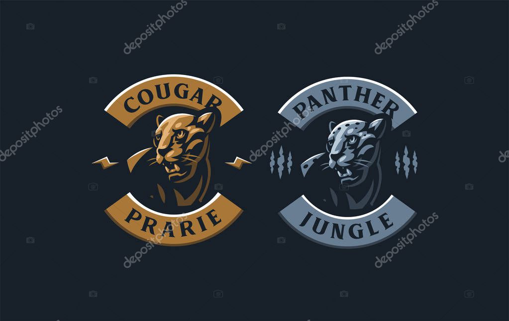 The image of a cougar or panther in a minimalist style. Vector illustration