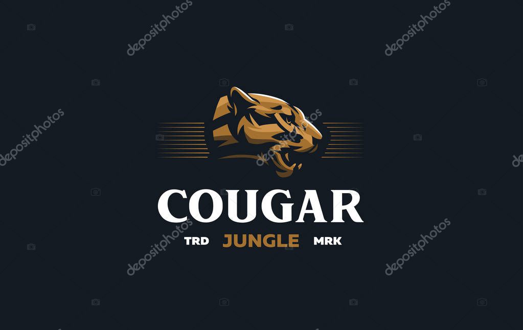 The image of a cougar or panther in a minimalist style. Vector illustration