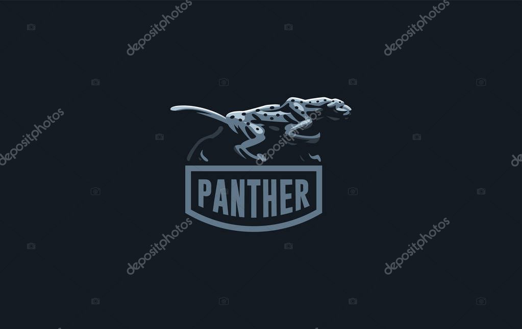 The image of a coguar or panter or leopard in a minimalist style.  Vector illustration