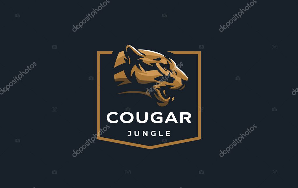 The image of a cougar or panther in a minimalist style. Vector illustration