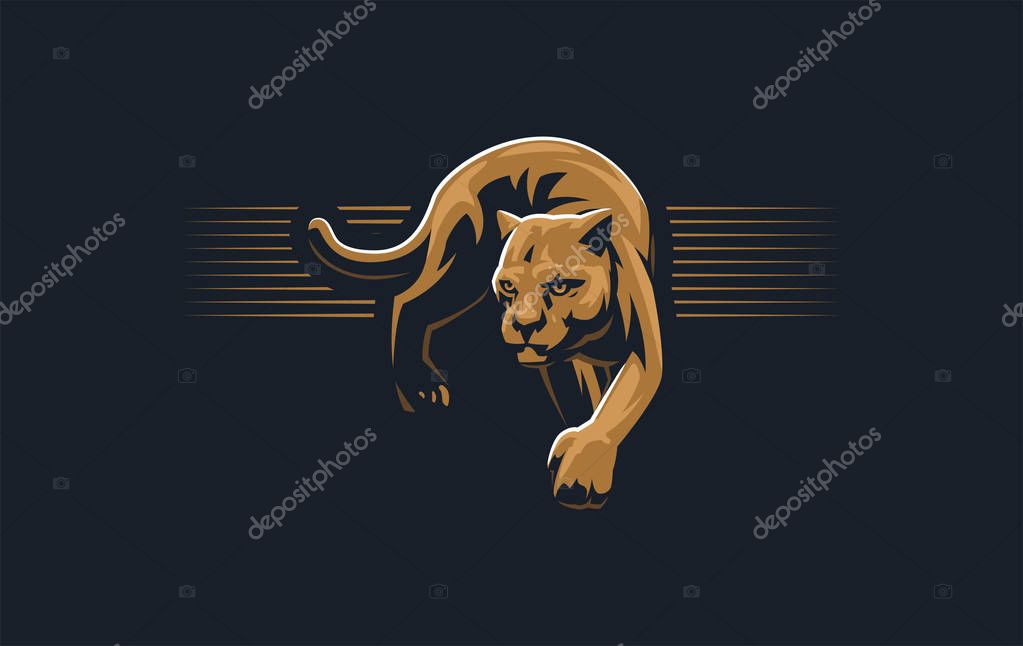 The image of a cougar or panther in a minimalist style. Vector illustration