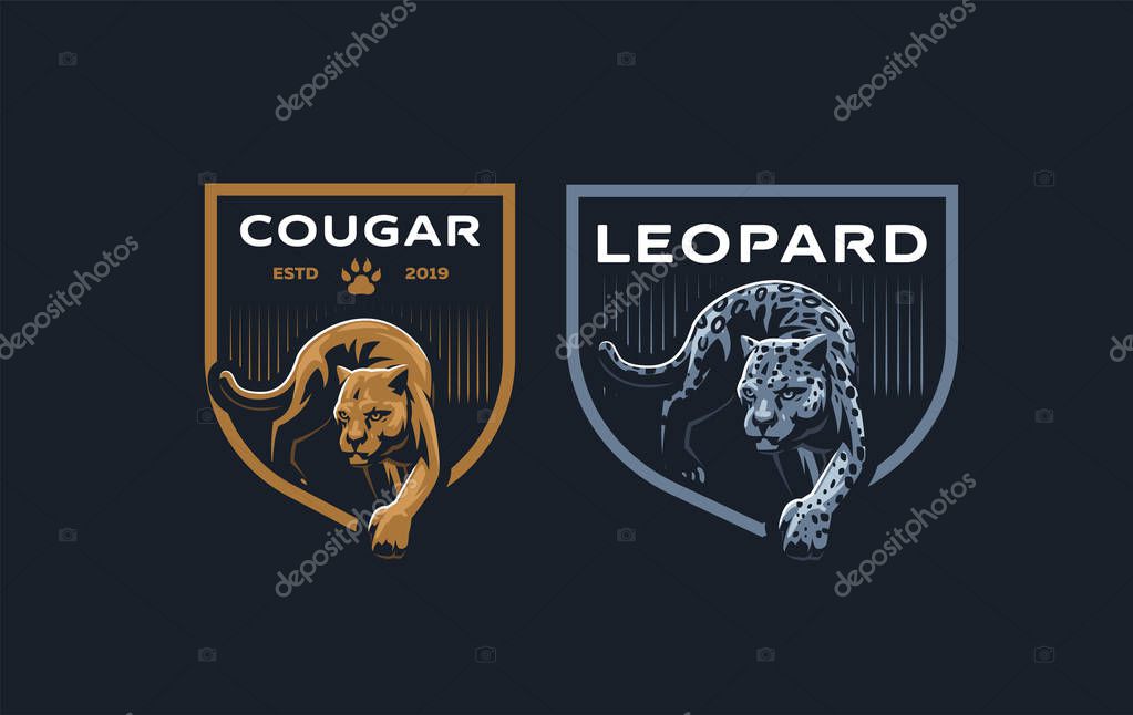 The image of a cougar or panther in a minimalist style. Vector illustration