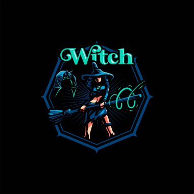 Sihirli süpürge ile kadın cadı 