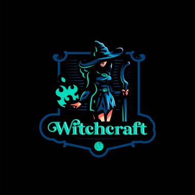 Sihirli süpürge ile kadın cadı 