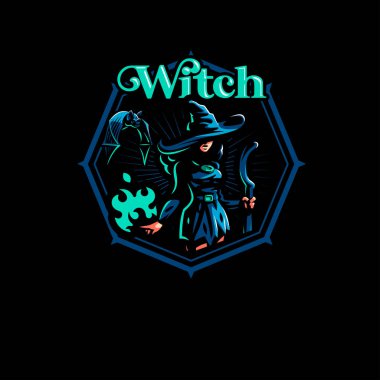 Sihirli süpürge ile kadın cadı 