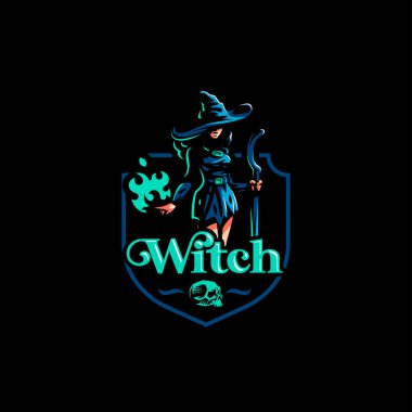 Sihirli süpürge ile kadın cadı 