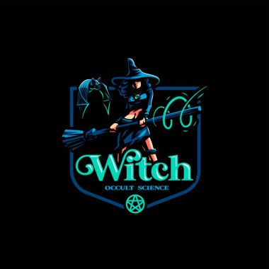 Sihirli süpürge ile kadın cadı 