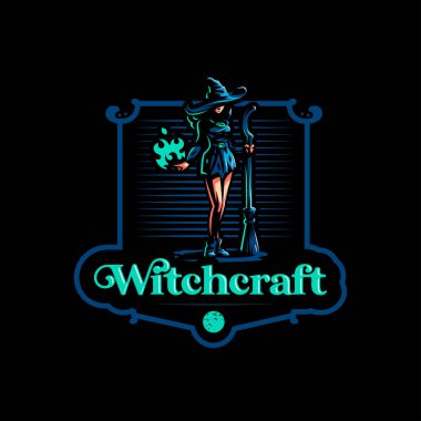 Sihirli süpürge ile kadın cadı 