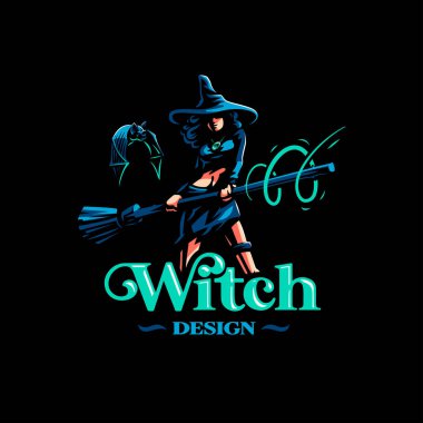 Sihirli süpürge ile kadın cadı