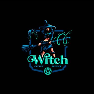 Sihirli süpürge ile kadın cadı 