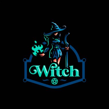 Sihirli süpürge ile kadın cadı 