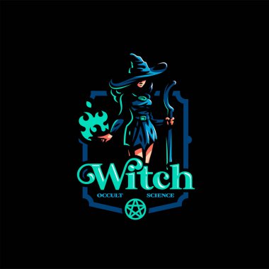 Sihirli süpürge ile kadın cadı 