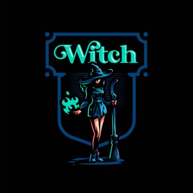 Sihirli süpürge ile kadın cadı 