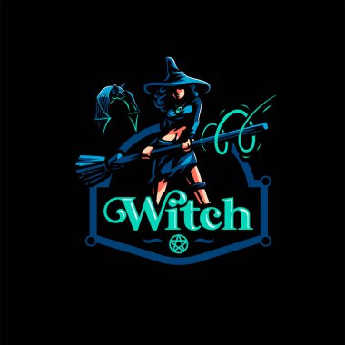 Sihirli süpürge ile kadın cadı