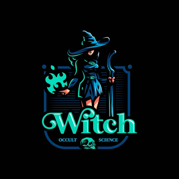 Woman witch with a magic broom — Stock Vector