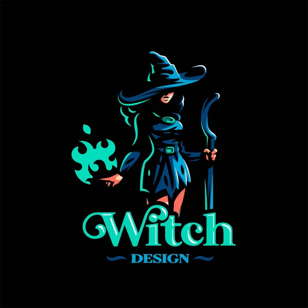 Ведьма с волшебной метлой — стоковый вектор