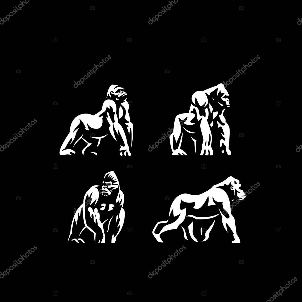 Gorilla. Big monkey. Vector illustration.