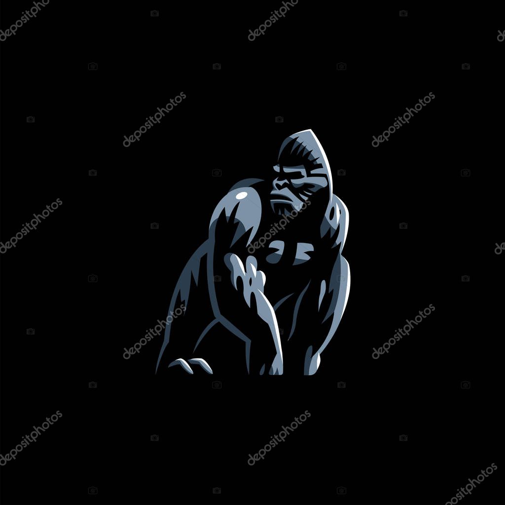 Gorilla. Big monkey. Vector illustration.