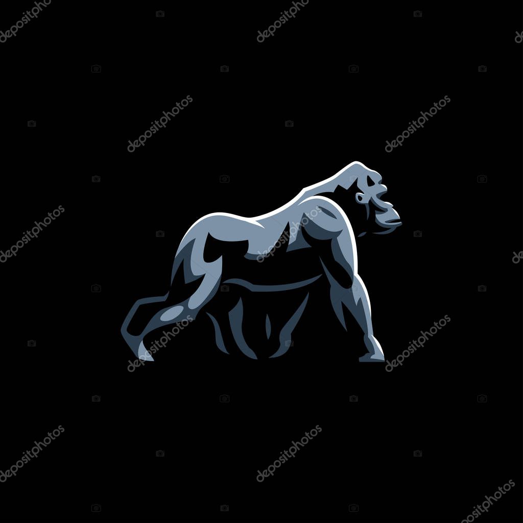 Gorilla. Big monkey. Vector illustration.