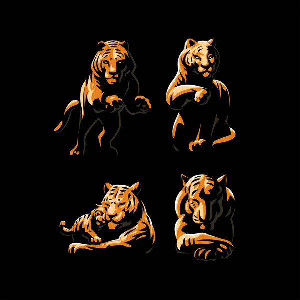 Tiger und Tigerjunge — Stockvektor