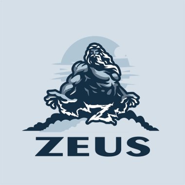 Zeus Tanrısı bulutların arasında bir dağda