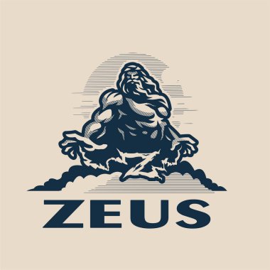 Zeus Tanrısı bulutların arasında bir dağda
