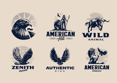 Amerikan teması üzerine bir dizi çizim.