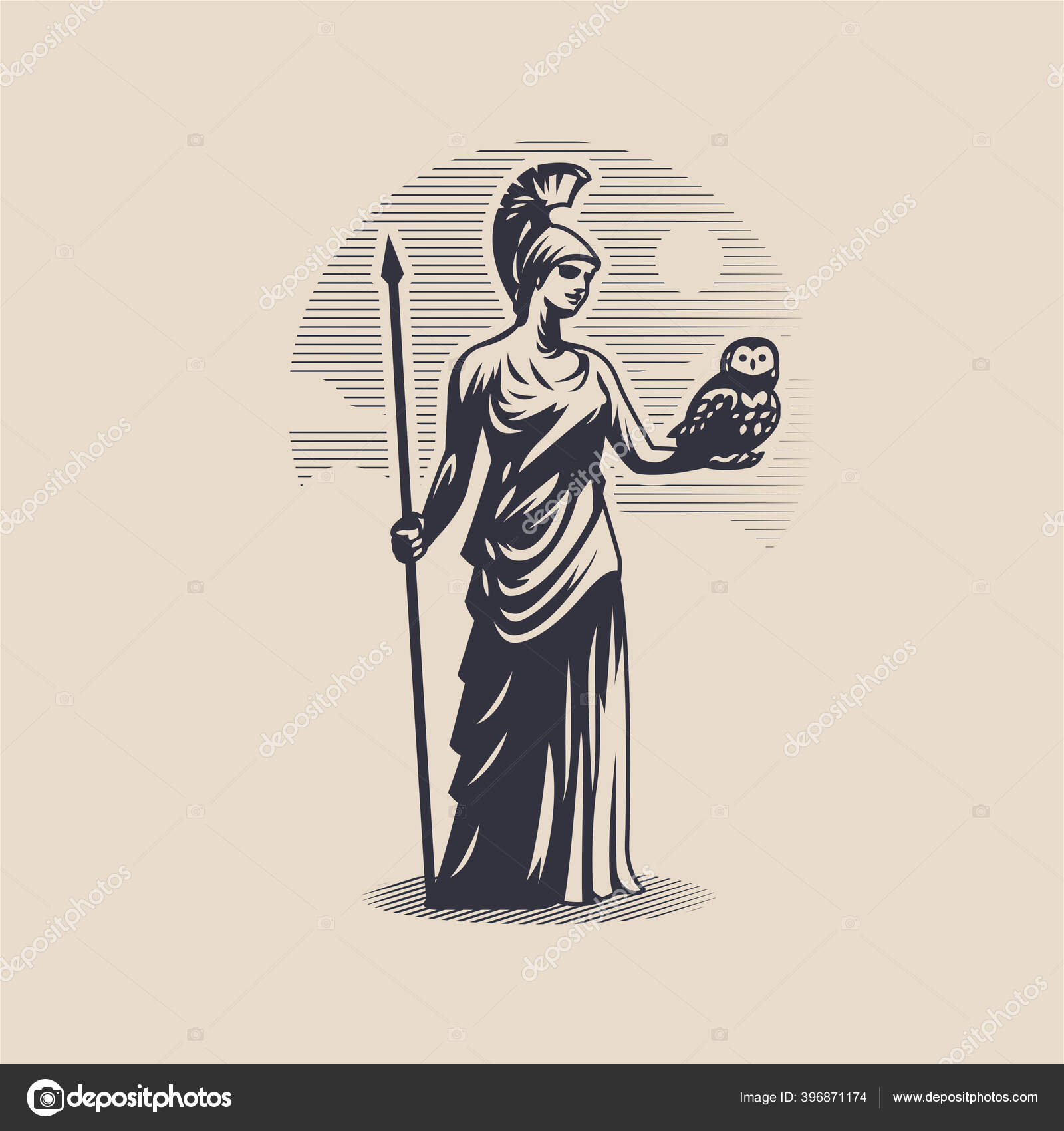 Goddess Athena or Minerva. Stock Vector Image by ©Masterlevsha 396871174