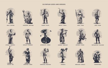Olympic heroes. Greek and Roman gods clipart