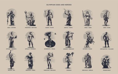 Olympic heroes. Greek and Roman gods vector Olympic heroes. Greek and Roman gods vector