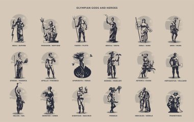 Olympic heroes. Greek and Roman gods clipart