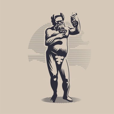 God Dionysus or Bacchus in a laurel wreath. vector God Dionysus or Bacchus in a laurel wreath. vector