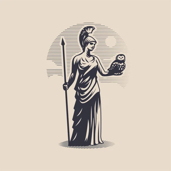 Diosa Atenea o Minerva. — Vector de stock