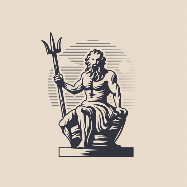 Dio Poseidone o Nettuno. — Vettoriale Stock