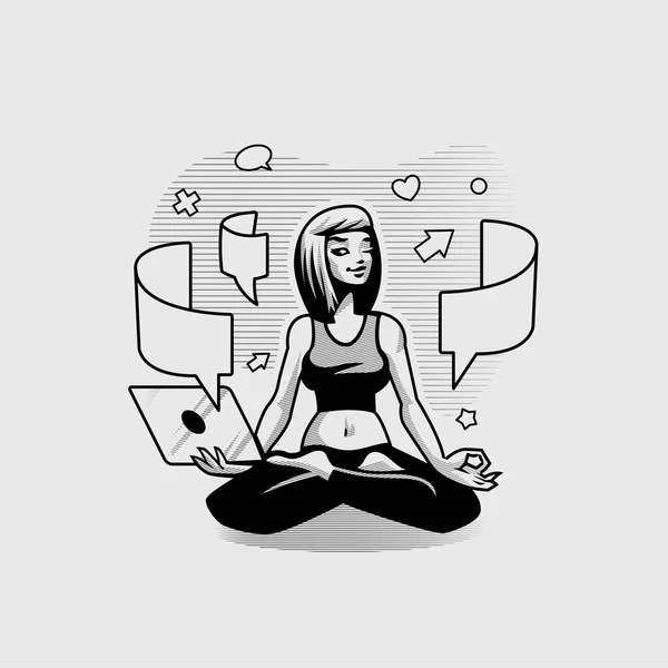 Bir kadın yoga yapıyor. — Stok Vektör