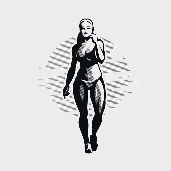 Fitness femme en vêtements de sport et baskets va. — Image vectorielle