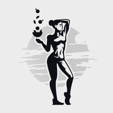 Bir kadın güzel bir figür gösterir..