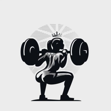 Athletic fitness woman doing squat clipart