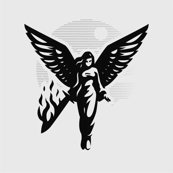 Una mujer ángel con alas — Vector de stock
