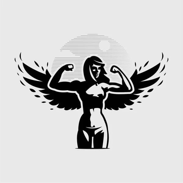 Ángel mujer con alas — Vector de stock