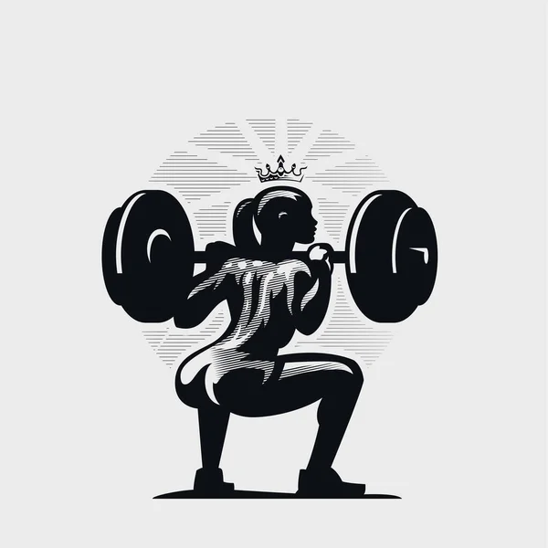 Athletic fitness woman doing squat — Stock Vector