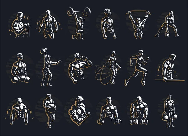 Colección fitness masculino. — Archivo Imágenes Vectoriales