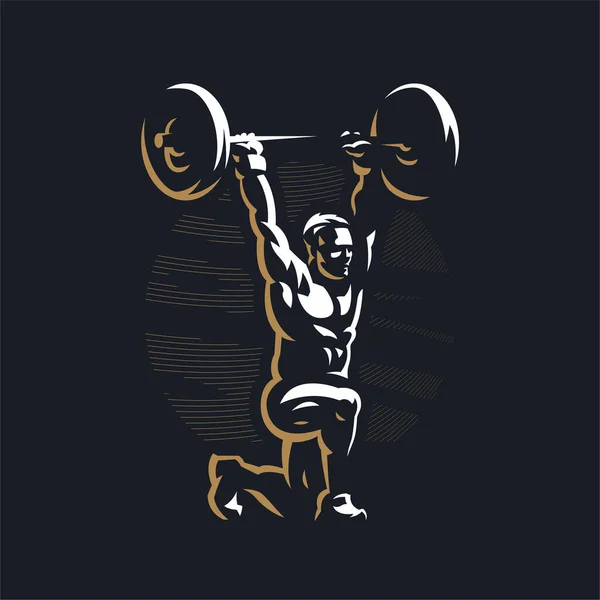 Fitness man Raises the barbell. — Stock Vector